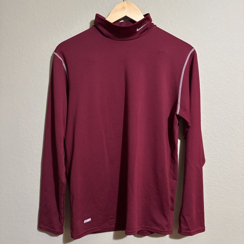Nike Pro Team Therma Compression Mock Neck Long Sleeve Shirt Mens XLarge Red